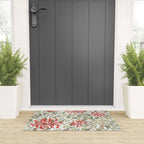 William Morris Honeysuckle Floral Coral Red Green & White Welcome Mat Gallery Image 3