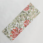 William Morris Honeysuckle Floral Coral Red Green & White Yoga Mat Gallery Image 1