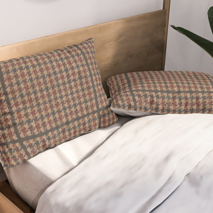Vintage Brown Houndstooth Tweed  Pillow Sham Gallery Image 2