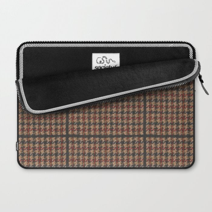 Vintage Brown Houndstooth Tweed  Laptop Sleeve Gallery Image 2