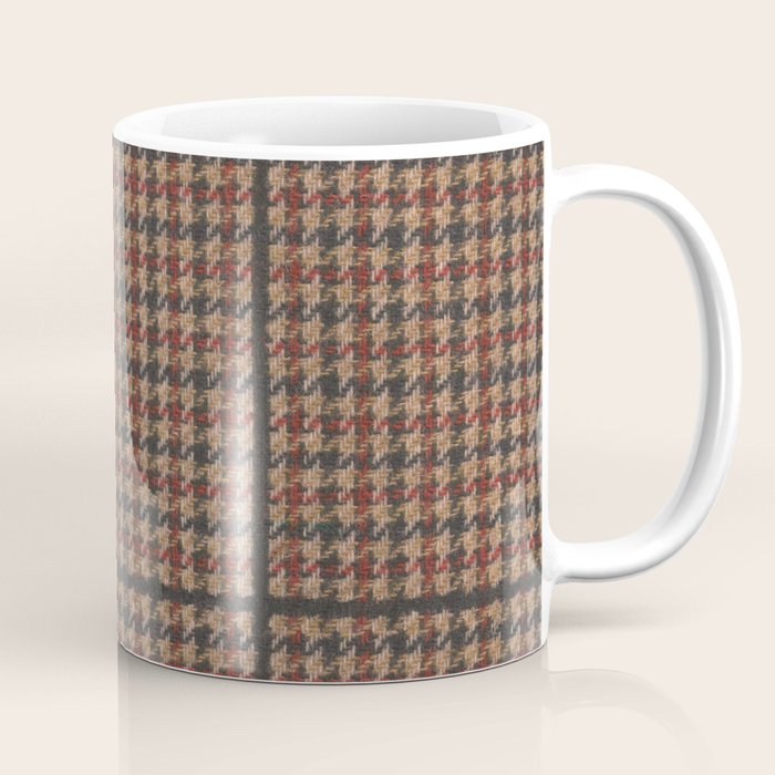 Vintage Brown Houndstooth Tweed  Coffee Mug Gallery Image 1