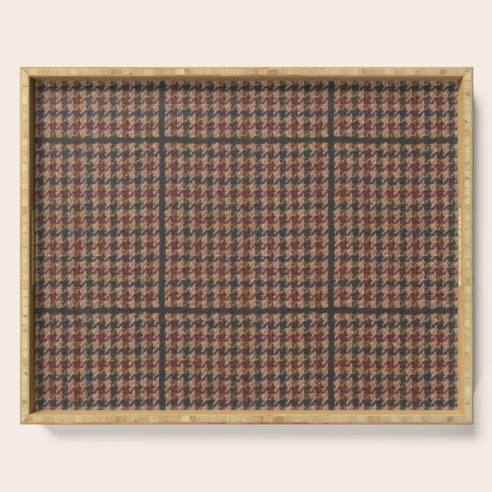 Vintage Brown Houndstooth Tweed  Serving Tray Gallery Image 1