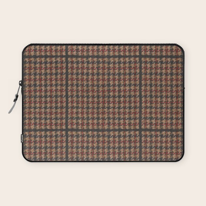 Vintage Brown Houndstooth Tweed  Laptop Sleeve Gallery Image 1