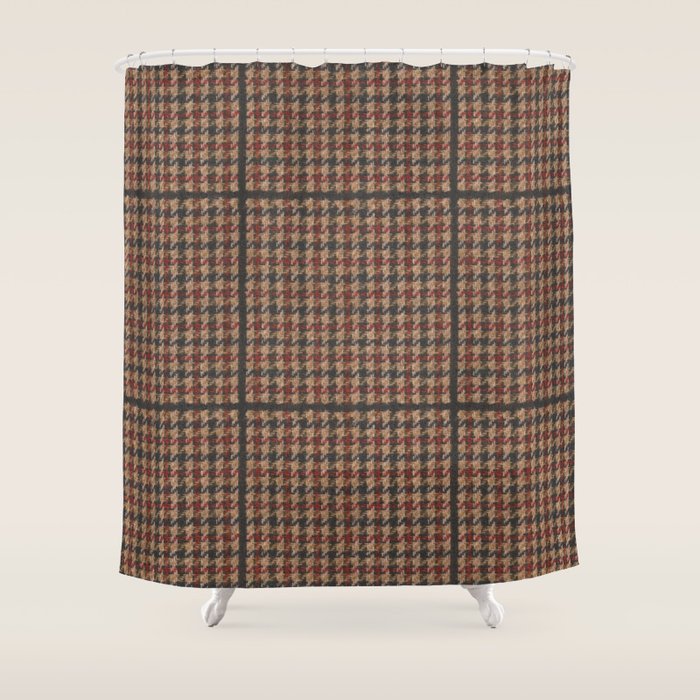 Vintage Brown Houndstooth Tweed  Shower Curtain Gallery Image 1