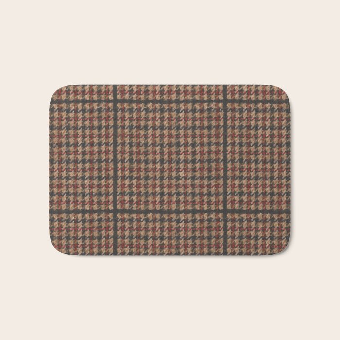 Vintage Brown Houndstooth Tweed  Bath Mat Gallery Image 1