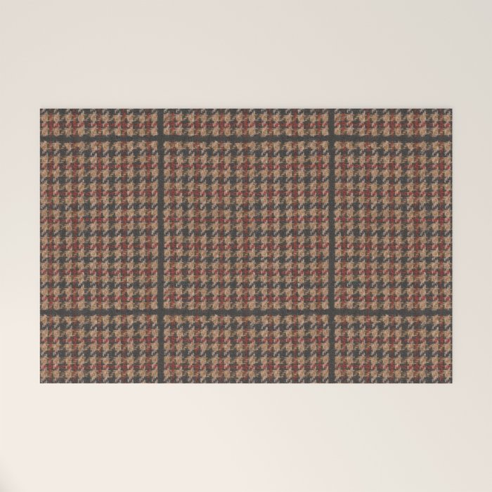 Vintage Brown Houndstooth Tweed  Welcome Mat Gallery Image 1