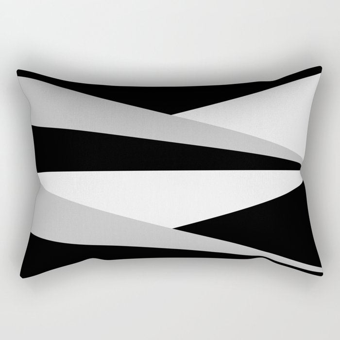 Geometric Triangles VI Black and White Rectangular Pillow Gallery Image 1