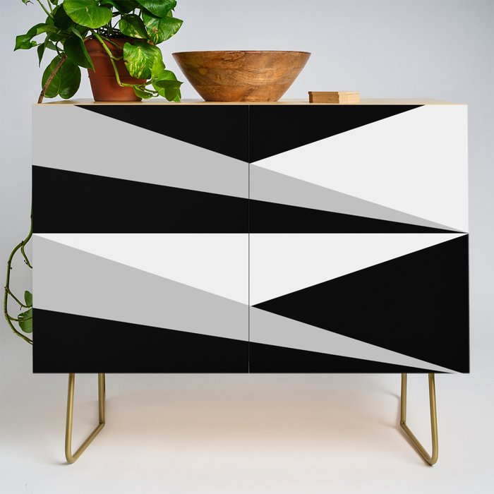 Geometric Triangles VI Black and White Credenza Gallery Image 1