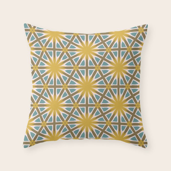 Golden Moroccan Sunburst Throw Pillow Gallery Image 6