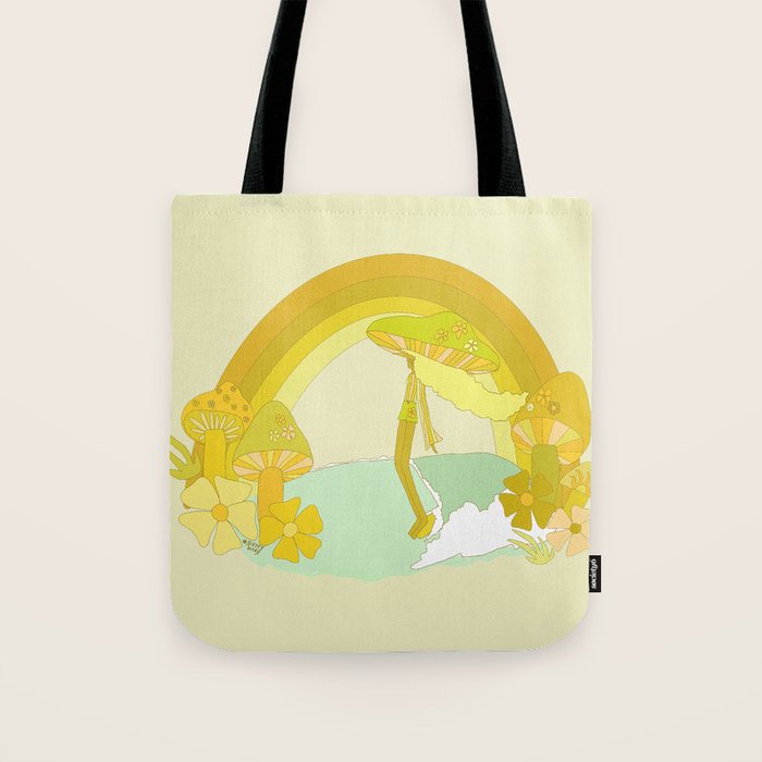 Mushy mushroom longboard surf retro floral daydreams by surfy birdy Tote Bag Gallery Image 1