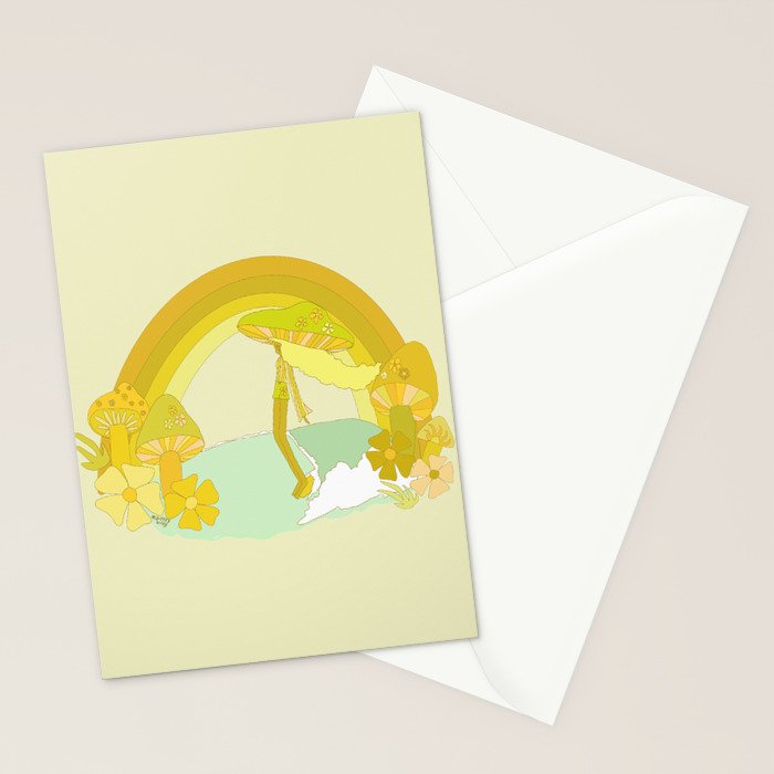 Mushy mushroom longboard surf retro floral daydreams by surfy birdy Stationery Card Gallery Image 2