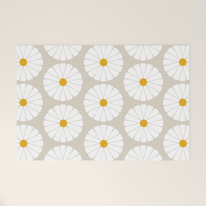 Minimal Botanical Pattern - Daisies Welcome Mat Gallery Image 1