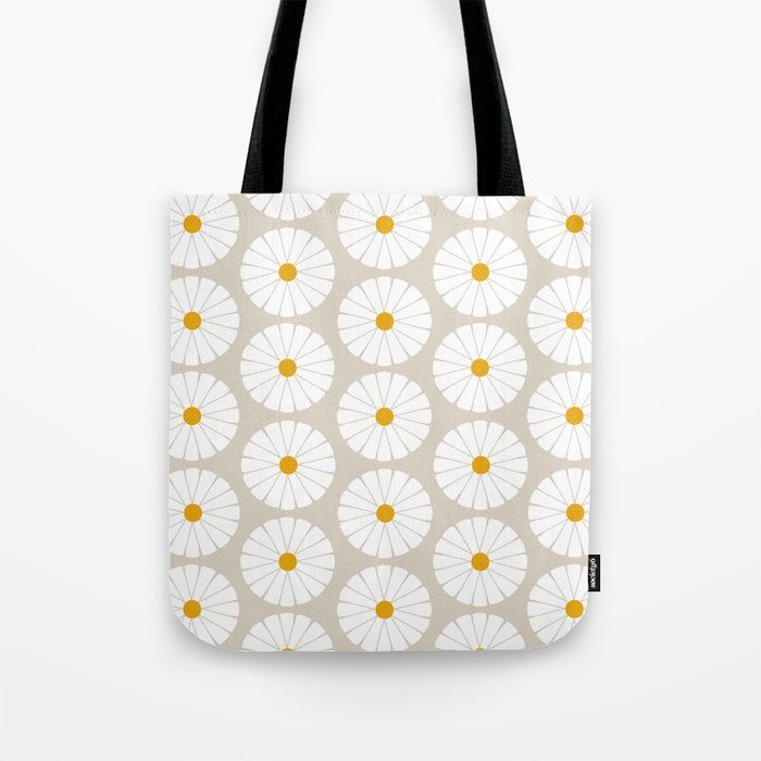 Minimal Botanical Pattern - Daisies Tote Bag Gallery Image 1