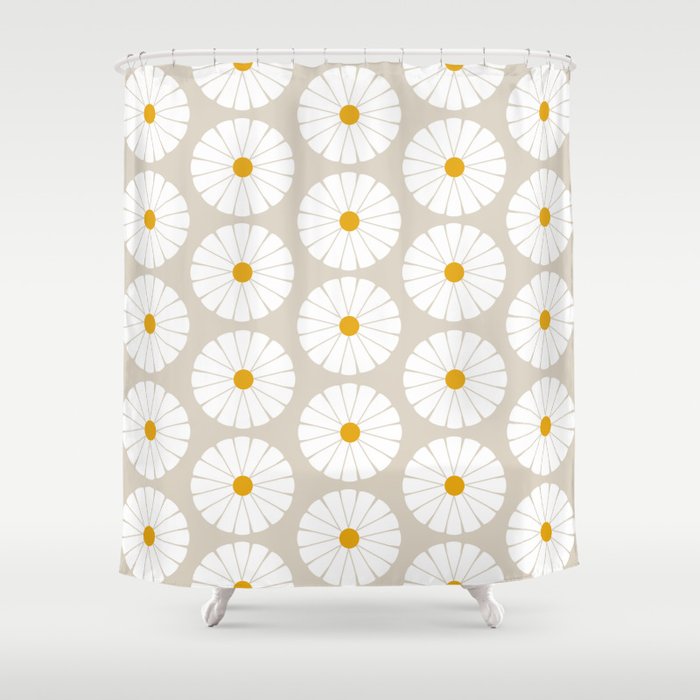 Minimal Botanical Pattern - Daisies Shower Curtain Gallery Image 1
