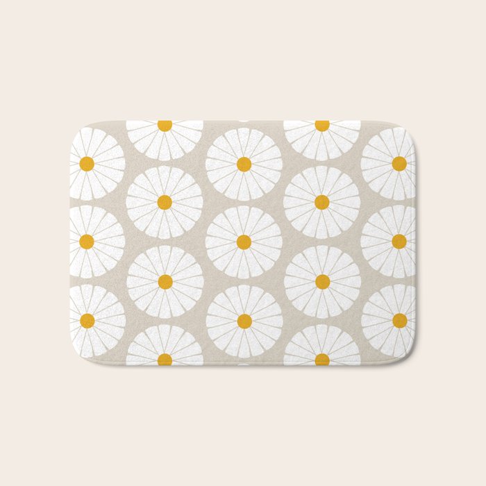 Minimal Botanical Pattern - Daisies Bath Mat Gallery Image 1