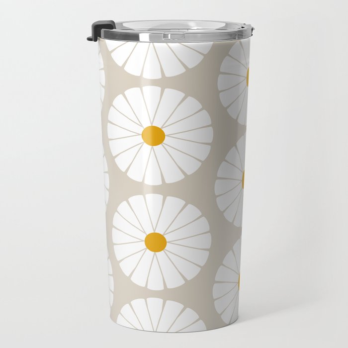 Minimal Botanical Pattern - Daisies Travel Mug Gallery Image 3