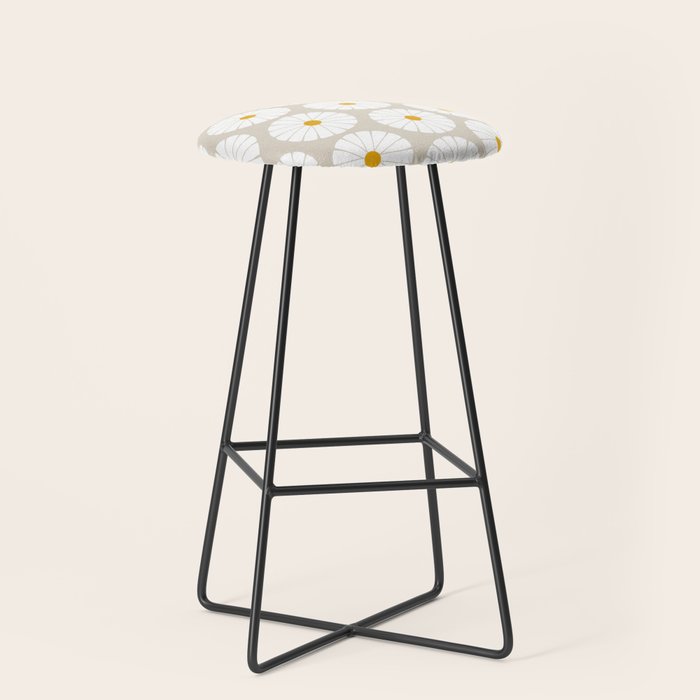 Minimal Botanical Pattern - Daisies Stool Gallery Image 1