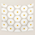 Minimal Botanical Pattern - Daisies Wall Tapestry Gallery Image 4