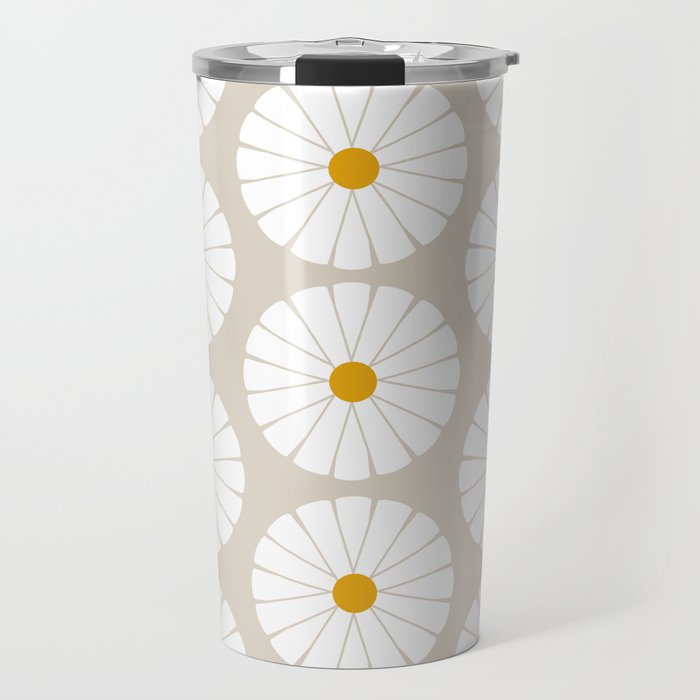 Minimal Botanical Pattern - Daisies Travel Mug Gallery Image 1