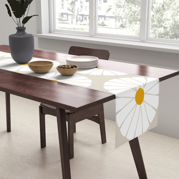 Minimal Botanical Pattern - Daisies Table Runner Gallery Image 2