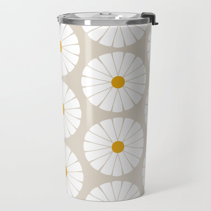 Minimal Botanical Pattern - Daisies Travel Mug Gallery Image 2