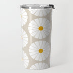 Minimal Botanical Pattern - Daisies Travel Mug Gallery Image 2