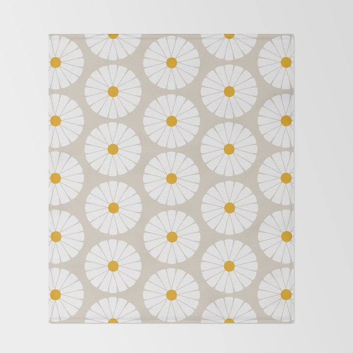 Minimal Botanical Pattern - Daisies Throw Blanket Gallery Image 2