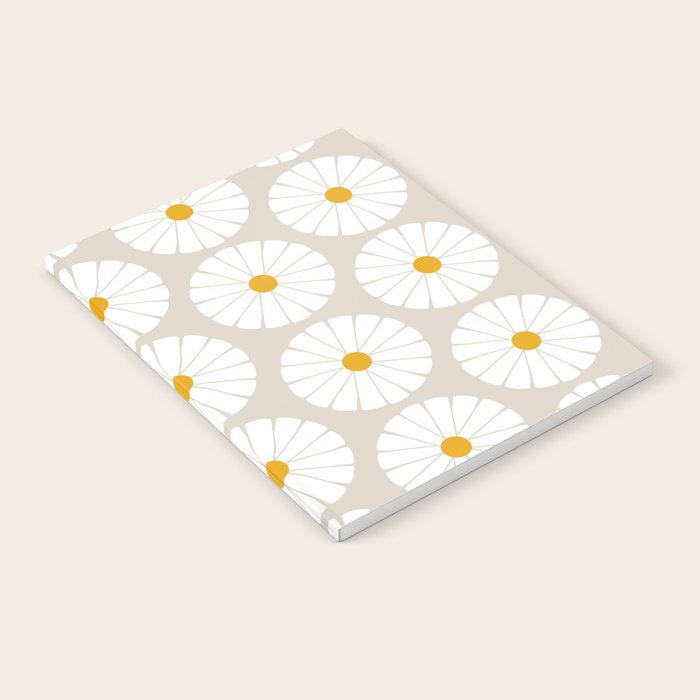 Minimal Botanical Pattern - Daisies Notebook Gallery Image 1