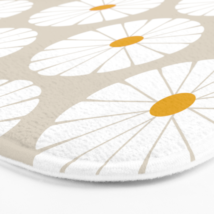 Minimal Botanical Pattern - Daisies Bath Mat Gallery Image 3