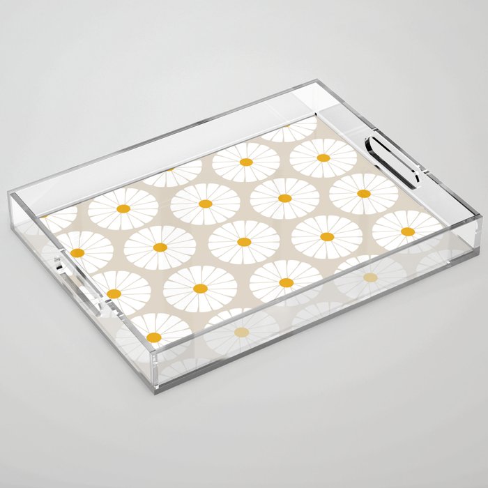 Minimal Botanical Pattern - Daisies Acrylic Tray Gallery Image 1