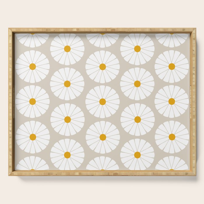 Minimal Botanical Pattern - Daisies Serving Tray Gallery Image 1