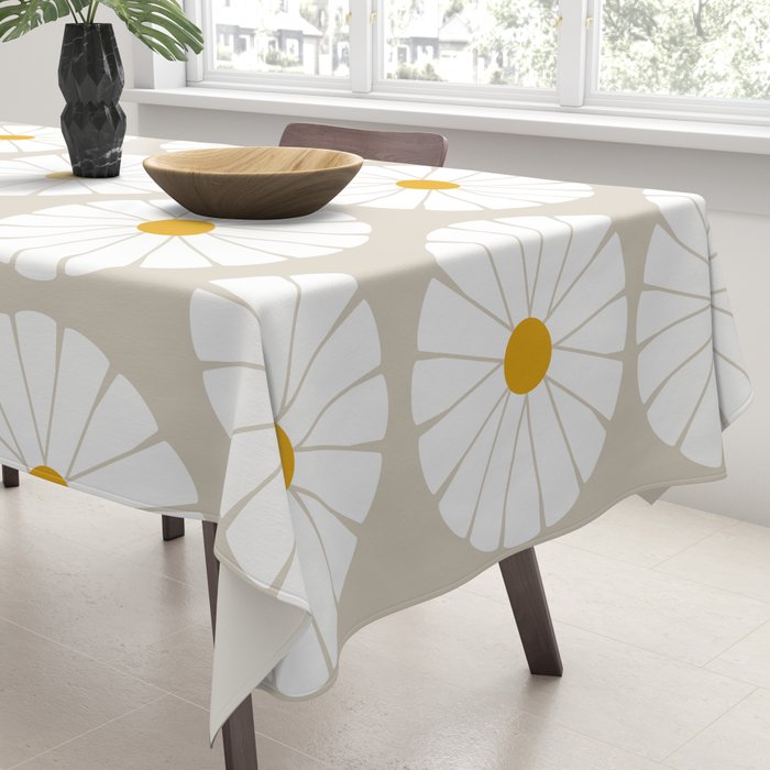 Minimal Botanical Pattern - Daisies Tablecloth Gallery Image 3