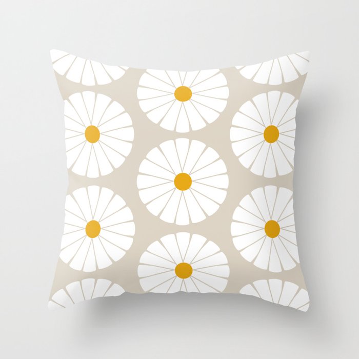 Minimal Botanical Pattern - Daisies Throw Pillow Gallery Image 6