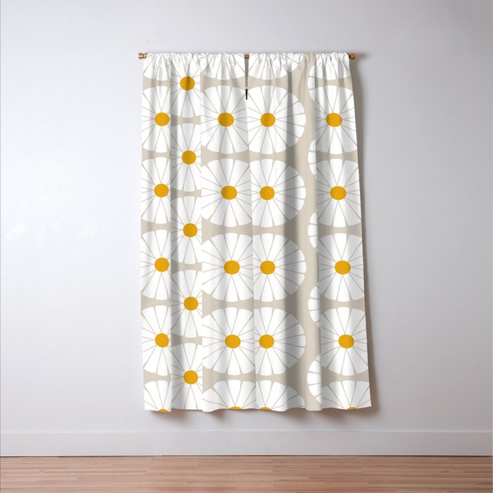 Minimal Botanical Pattern - Daisies Window Curtain Gallery Image 3