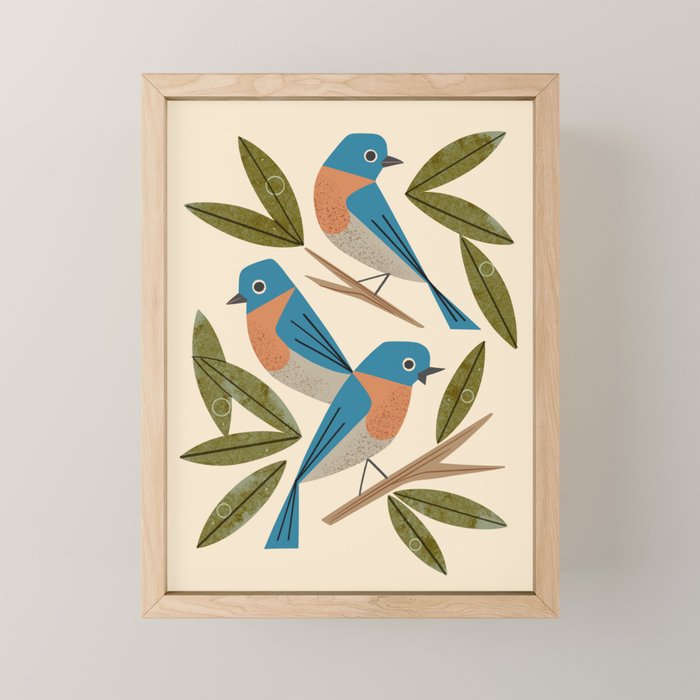 Bluebirds Mini Art Print Gallery Image 1