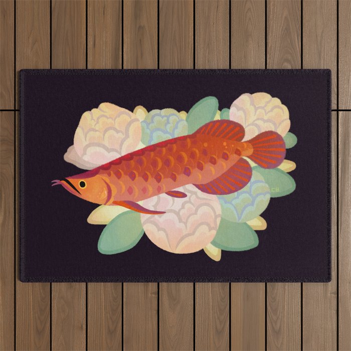 Arowana and peony 3 Outdoor Rug Gallery Image 1
