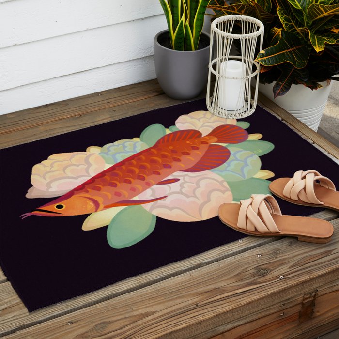Arowana and peony 3 Outdoor Rug Gallery Image 2