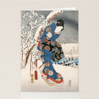 Japanese Vintage Kunisada Hiroshige Snowy Landscape Stationery Card Gallery Image 2