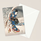 Japanese Vintage Kunisada Hiroshige Snowy Landscape Stationery Card Gallery Image 2