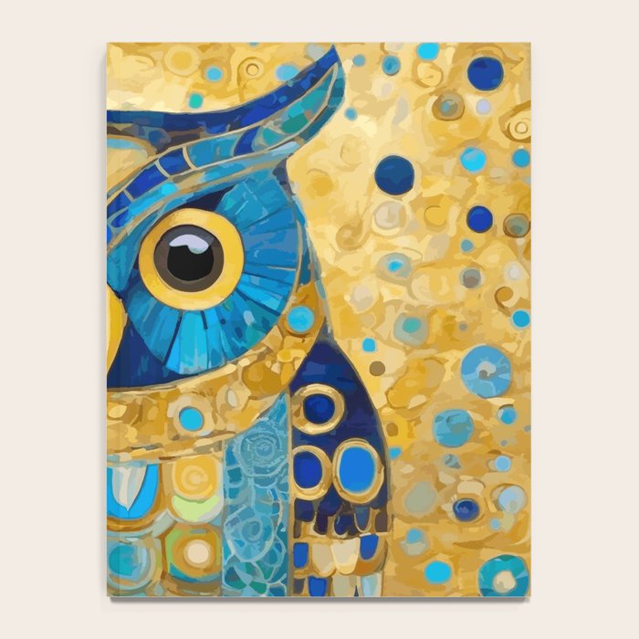 Gustav Klimt Style Blue and Gold Owl Notebook Gallery Image 4