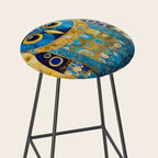 Gustav Klimt Style Blue and Gold Owl Stool Gallery Image 2