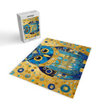 Gustav Klimt Style Blue and Gold Owl Jigsaw Puzzle Gallery Image 2