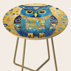 Gustav Klimt Style Blue and Gold Owl Side Table Gallery Image 2