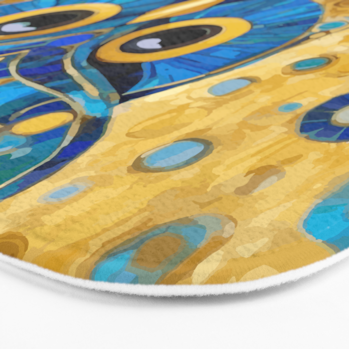 Gustav Klimt Style Blue and Gold Owl Bath Mat Gallery Image 3