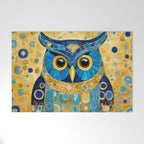 Gustav Klimt Style Blue and Gold Owl Welcome Mat Gallery Image 1