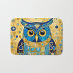 Gustav Klimt Style Blue and Gold Owl Bath Mat Gallery Image 1