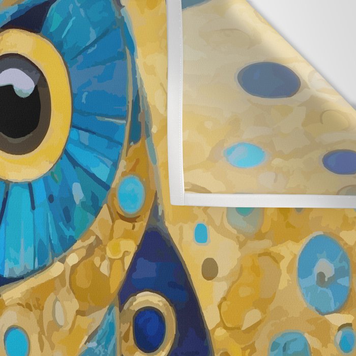 Gustav Klimt Style Blue and Gold Owl Wall Tapestry Gallery Image 3
