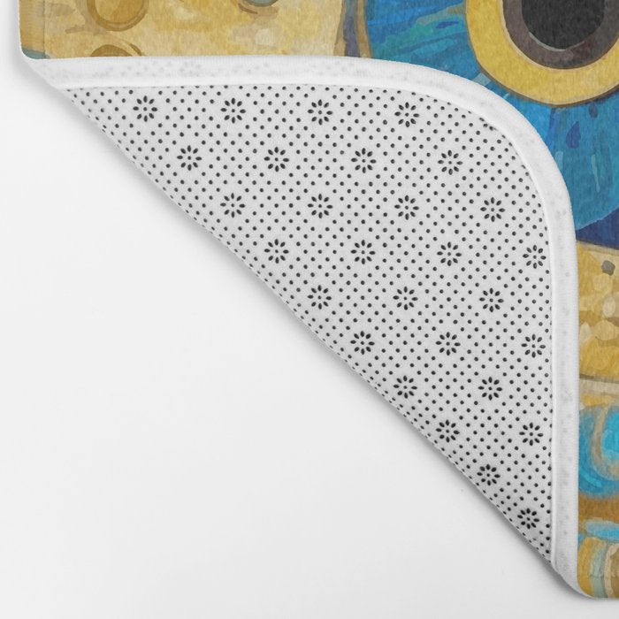 Gustav Klimt Style Blue and Gold Owl Bath Mat Gallery Image 2