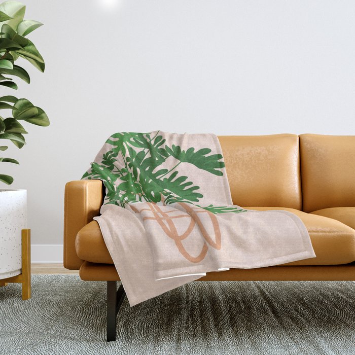 Vase no. 26 with Tropical Plant Throw Blanket Gallery Image 1