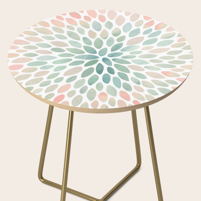 Floral Bloom, Abstract Watercolor, Coral, Peach, Green, Floral Prints Side Table Gallery Image 2